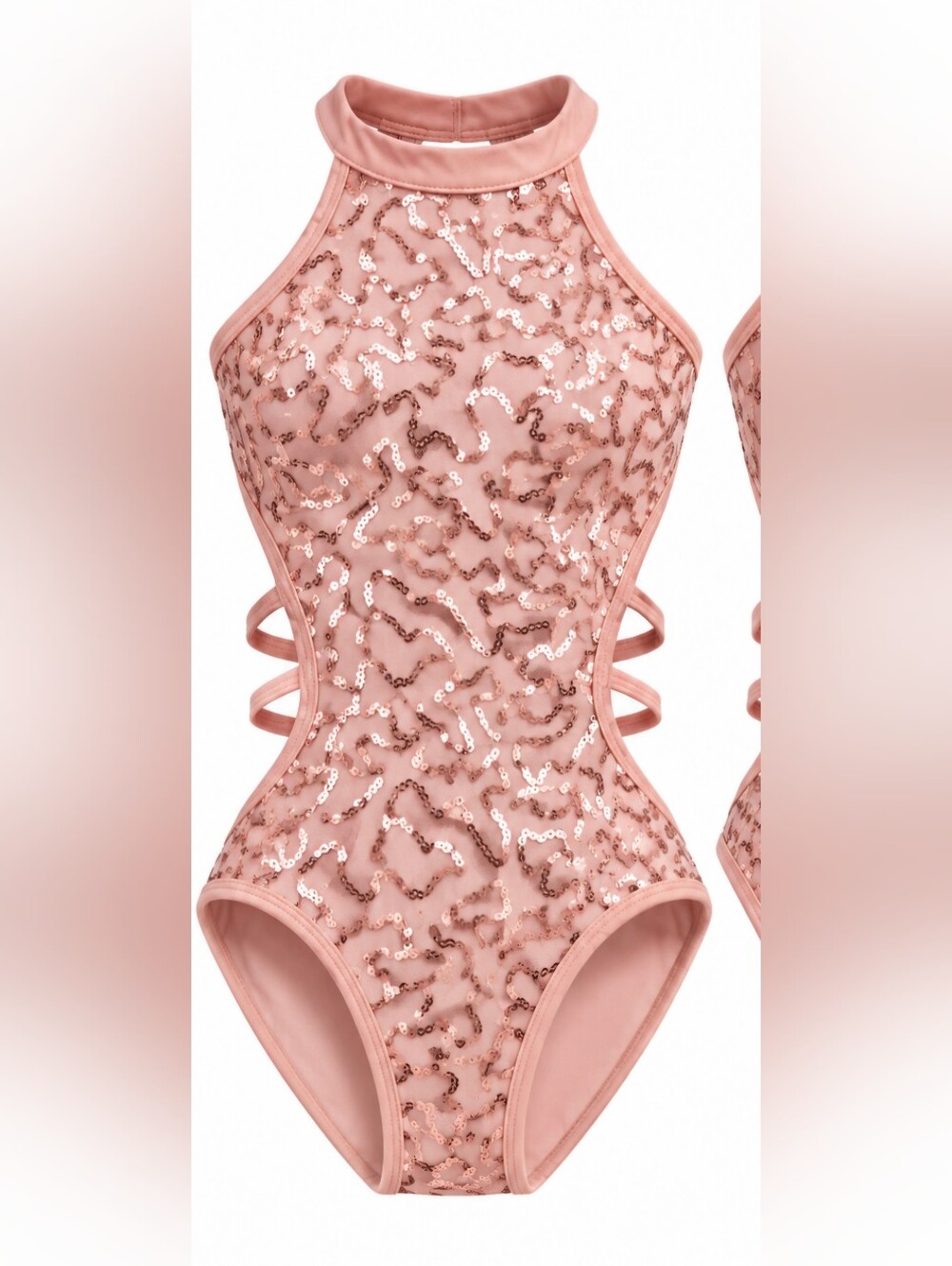 Pink Sequined Girls' One-Piece Leotard Xxl Size 12- 14